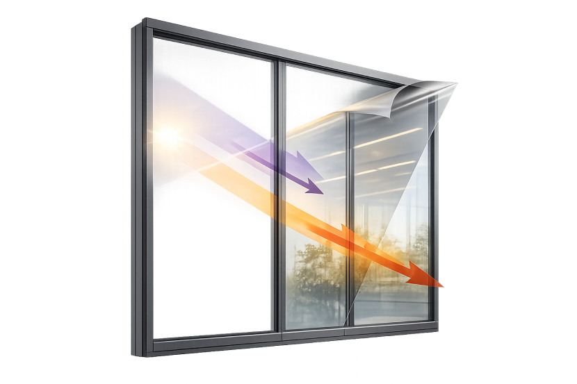 Funktionsweise einer Sonnenschutzfolie zur Reduzierung von Sonnenwärme am Fenster